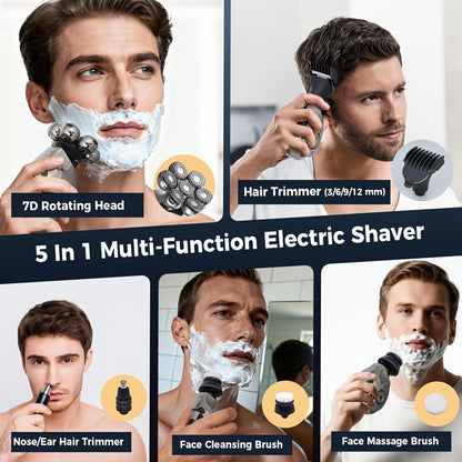 Rotary Shaver for Men 8D Wet Dry Electric Head Shaver IPX5 Waterproof LED Digital Display Beard Nose Hair Trimmer Multi-Function Kit WK5810 ZN6100 Replacement Blades
