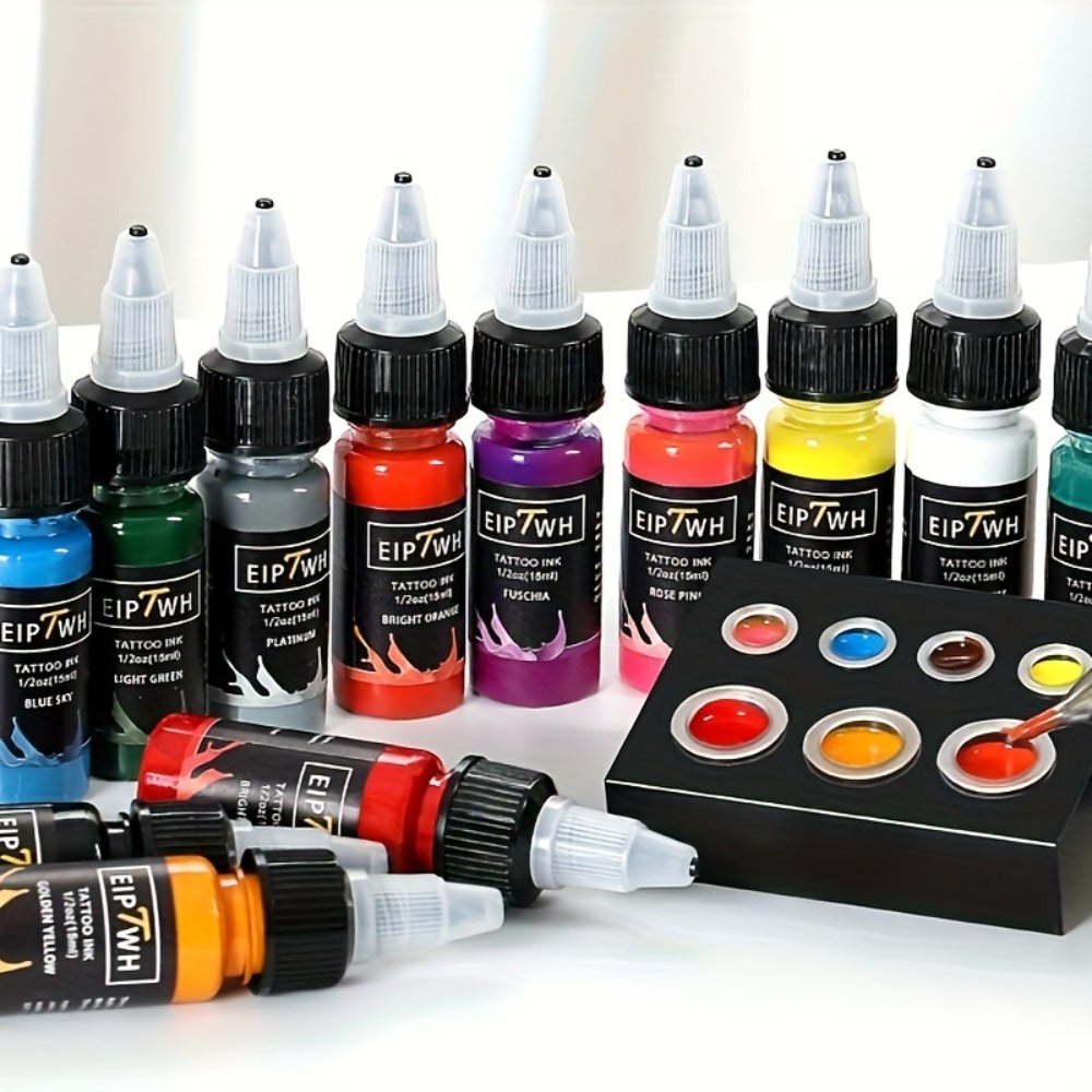 EIPTWH 14 Color Tattoo Ink Collection, 1/20Z15M// Bottle, Bright And Vivid Tattoo Ink Supplies FWTI14-15