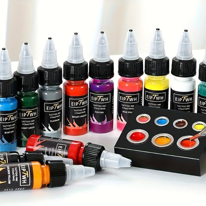 Tattoo Ink Set 14 Colors 15ml — EIPTWH Bright Vivid Pigments, Long-Lasting Formula, Safe for Skin, Complete Color Palette for Professional Artists & Beginners