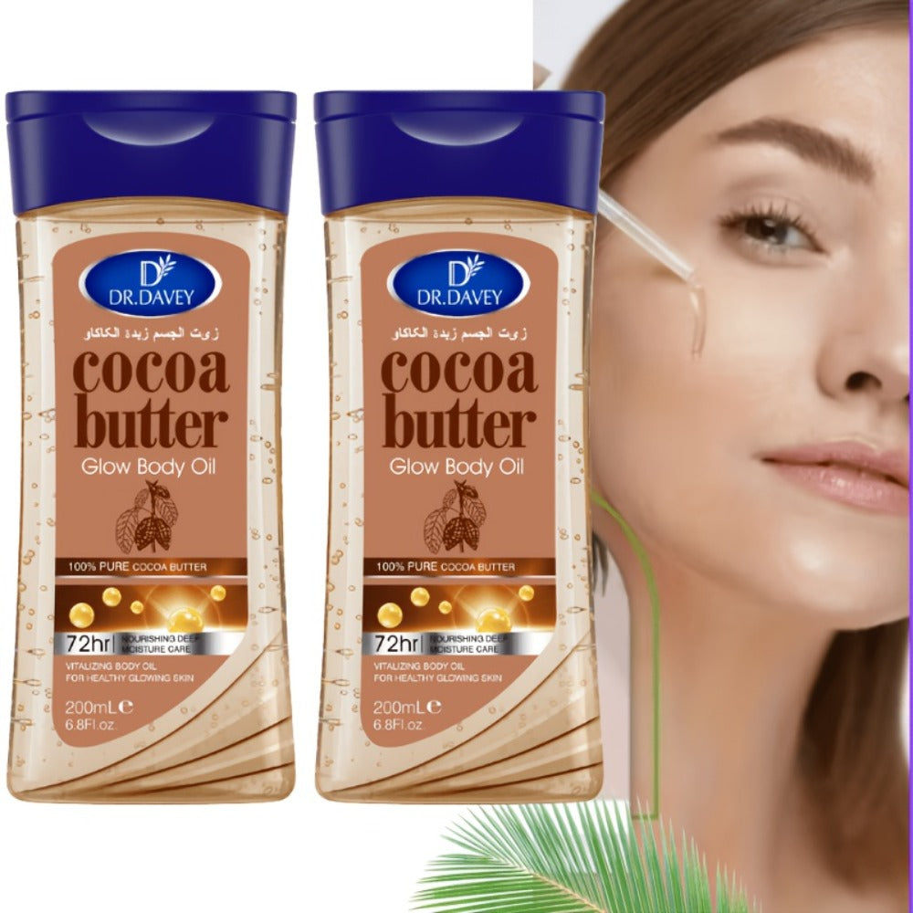 2pcs Cocoa Radiant For Glowing Skin Body Gel Oil Made With Pure Cocoa Butter, Cocoa Body Oil, Cocoa Butter Gel, Refreshing And Non-Greasy, Body Oil For Women, Skincare For Summer, Body Care, Aceite Para El Cuerpo
