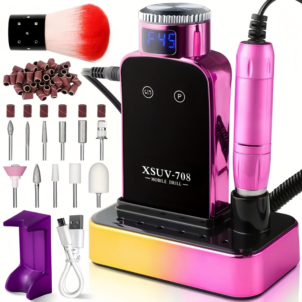 Electric Nail Drill Machine 45000RPM Professional Nail File Cordless Rechargeable Nail Efile for Acrylic Gel Nails Manicure Pedicure Polishing Shape Tools for Salon Home Use Nail Drill