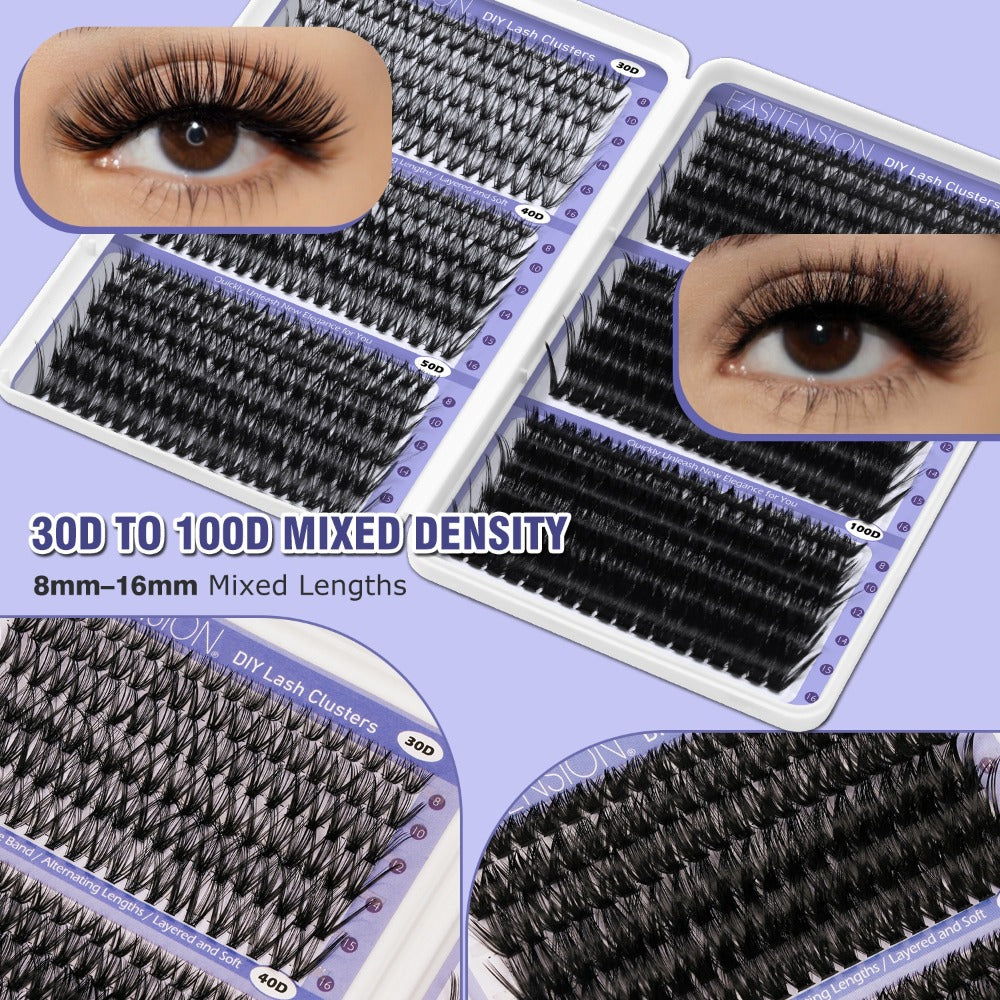 708pcs Wispy Volume Eyelash Extensions Mixed Length 30D-100D Volume Cluster Lashes Premade Lash Kit With Bond Seal & Applicator For Everyday Look, Party, Travel And Events