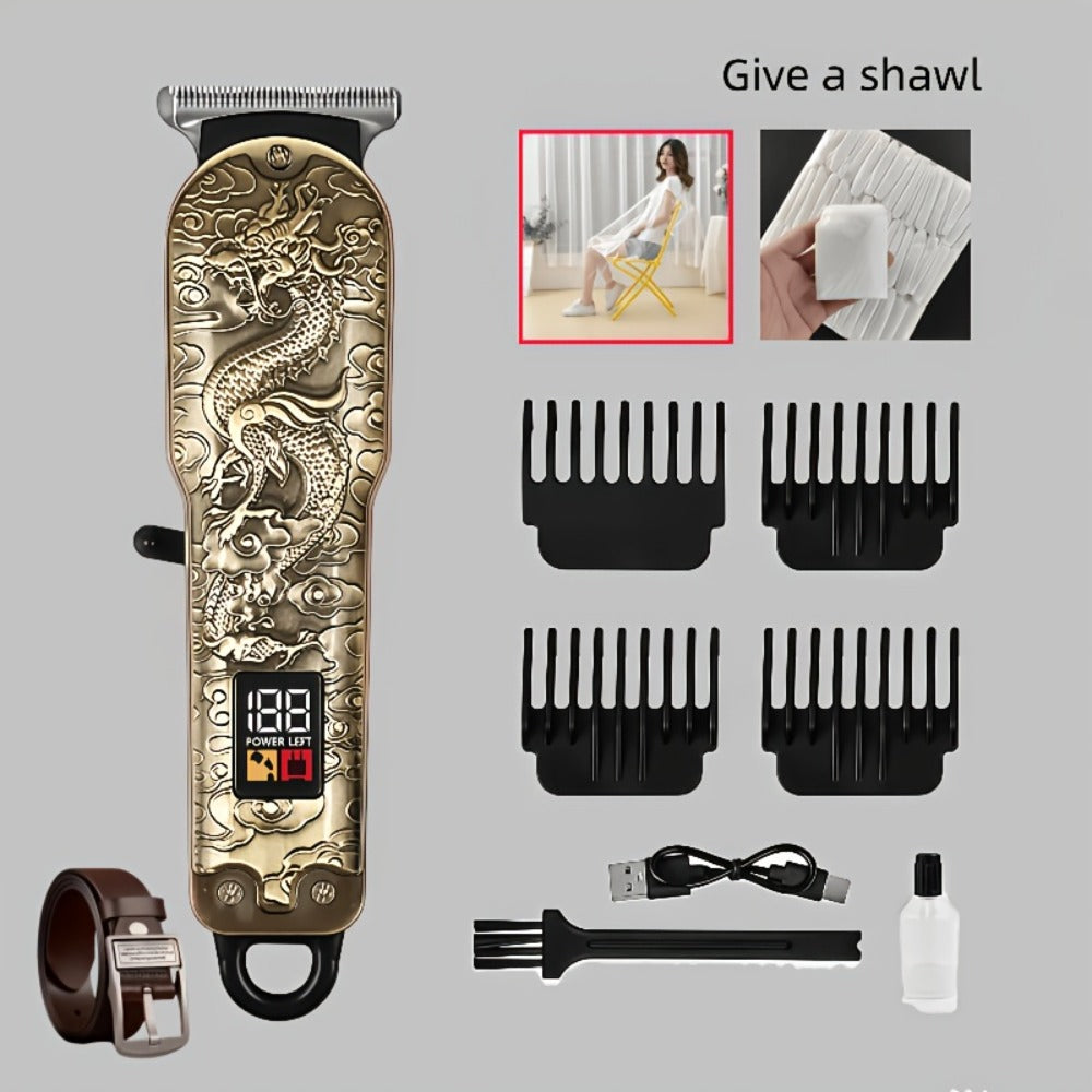 9pcs Hair Clipper Set + 1 Fashionable Elegant Belt, Electric Digital Hair Clipper, Trimmer, Rechargeable, Professional For Salons, Elegant Belt, Suitable For Both Men And Women, The Perfect Gift For Christmas And Halloween