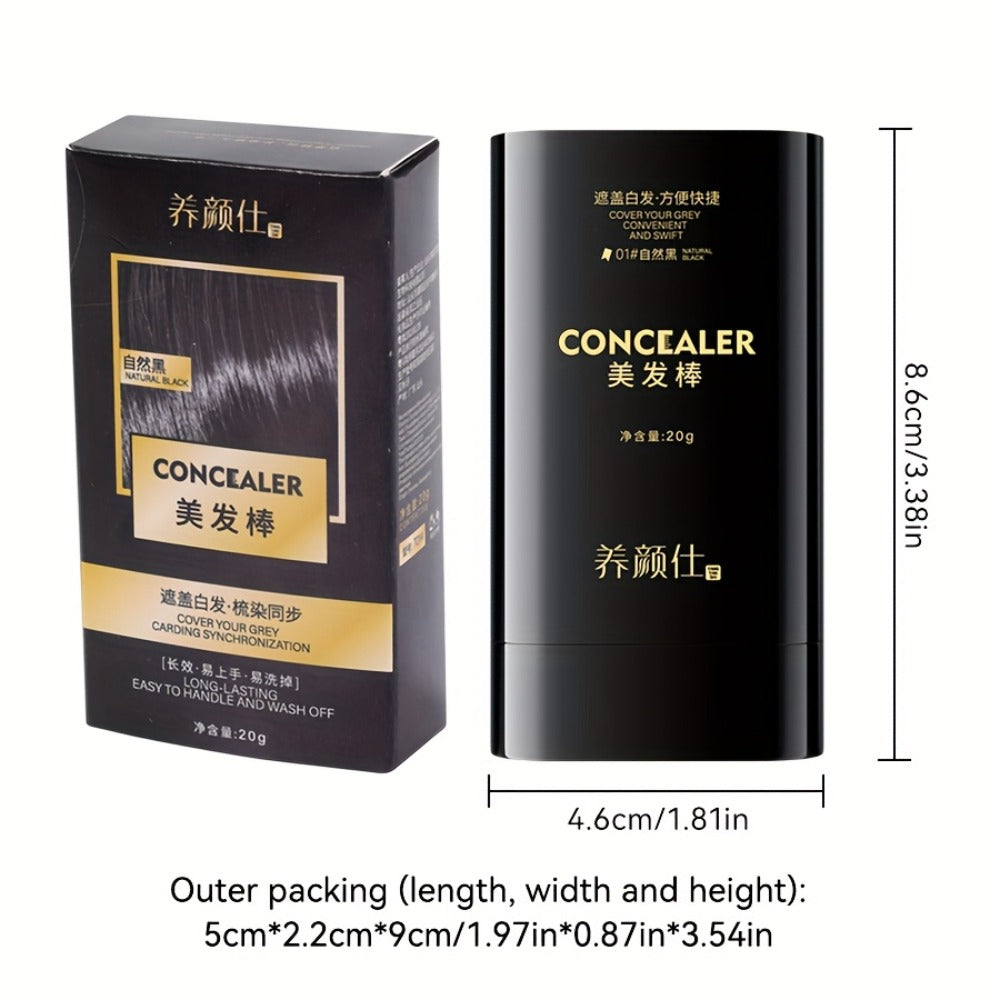 Hair Color Stick for Gray Hair Coverage - Waterproof Sweatproof Root Concealer, Non-Clumping Long-Lasting Formula, Built-in Comb Applicator for Even Color, Black & Brown Shades