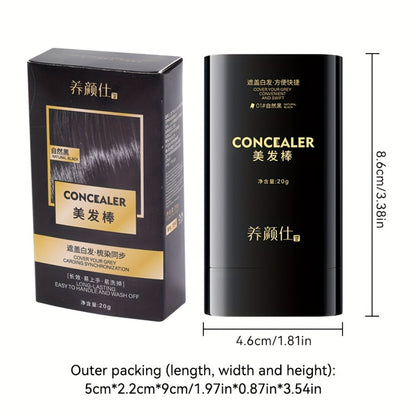 Hair Color Stick for Gray Hair Coverage - Waterproof Sweatproof Root Concealer, Non-Clumping Long-Lasting Formula, Built-in Comb Applicator for Even Color, Black & Brown Shades