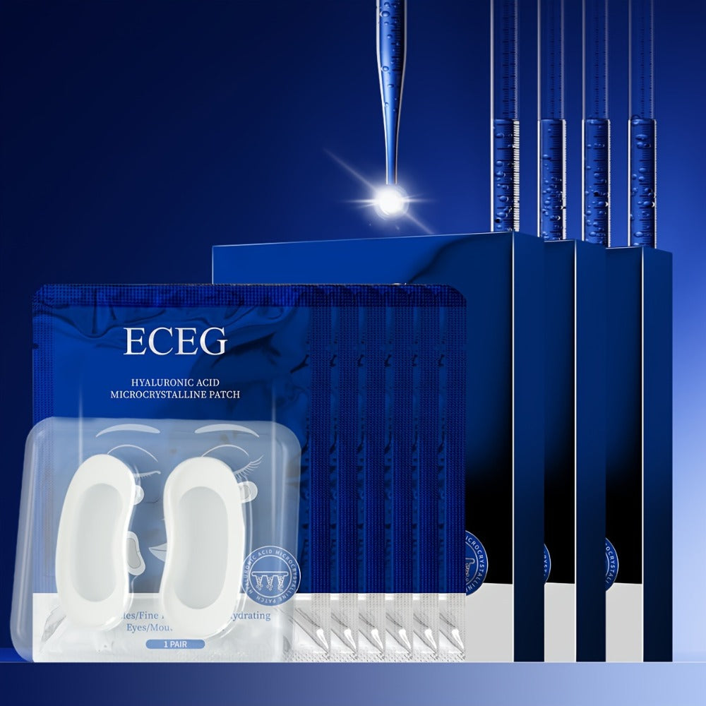 ECEG Microcrystalline Hyaluronic Acid Eye And Face Patch Mask 3 Boxes, Rich In Hyaluronic Acid, Microneedle Technology, Deep Hydrating and Moisturizing Skin, Firm and Nourish Care, Men and Women Daily Eye Mask, Patch Mask, 0.25mm Length