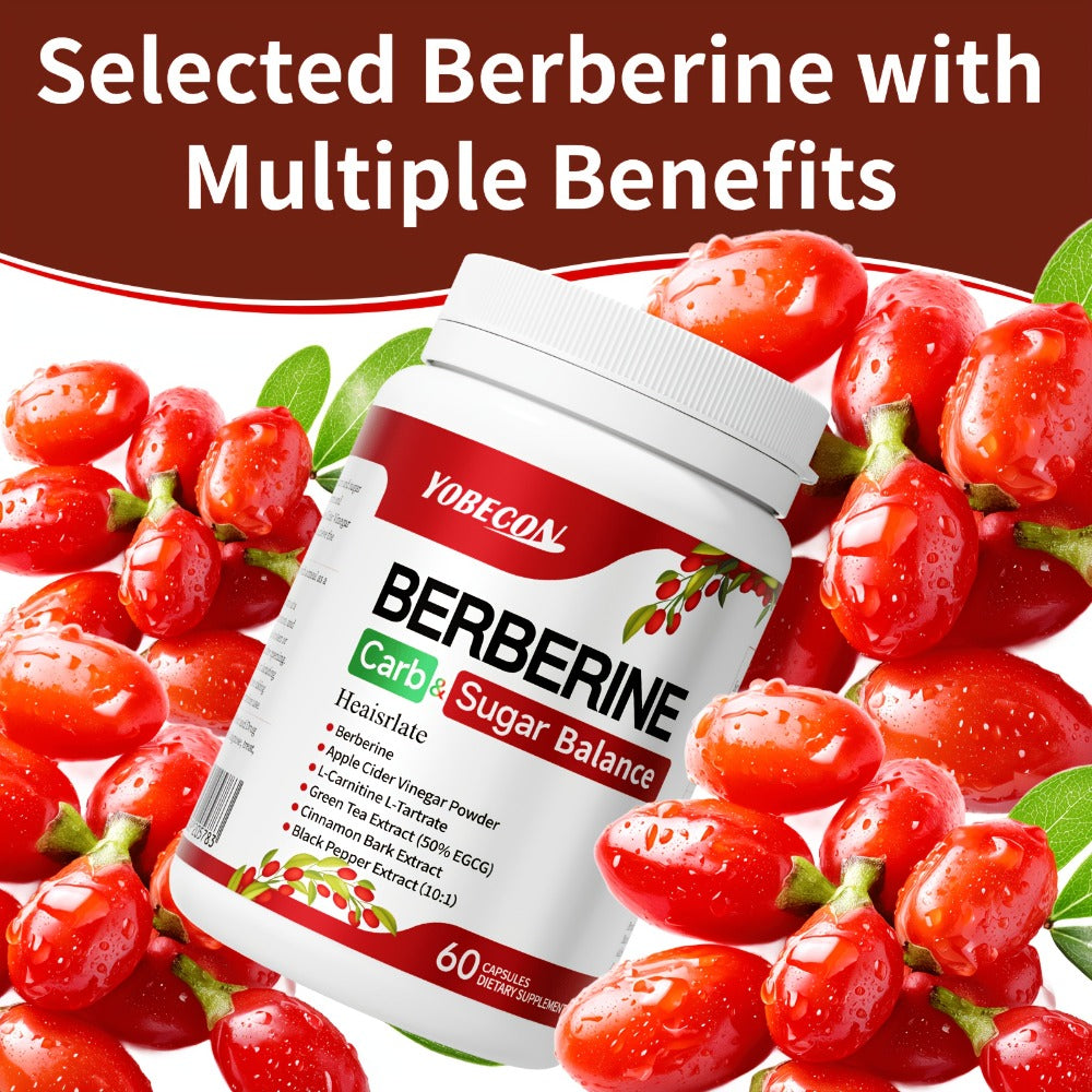 Berberine Capsules with Apple Cider Vinegar, Cinnamon And Green Tea Extract, Supports Healthy Body Shape, Blood Sugar & Digestion, 1Bottle/ 2 Bottles, Suitable for All Ages, 60 Capsules