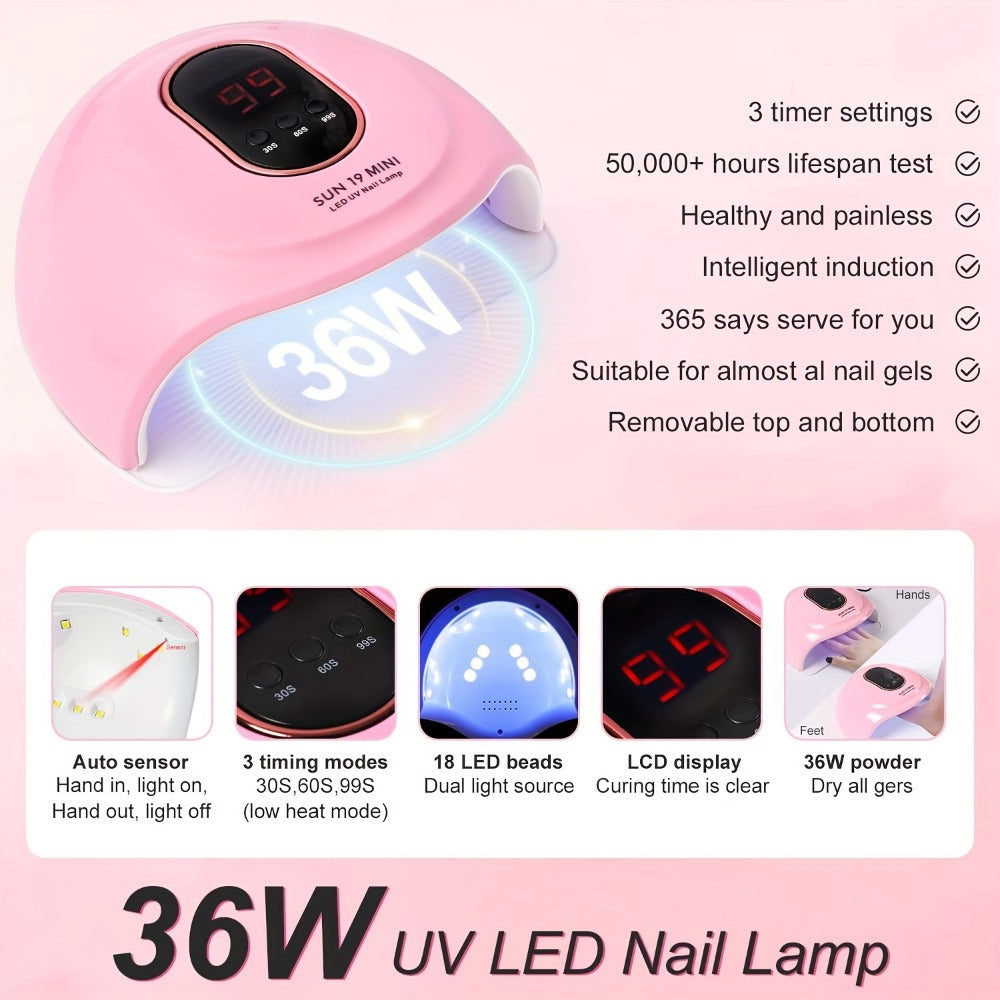Full Nail Acrylic Nail Kit with Drill & Light Suitable for Beginners - Complete Starter Set with, Nail Glue/, - System for - Nail Extensions, Professional Manicure/Pedicure Tools for DIY Nail Care