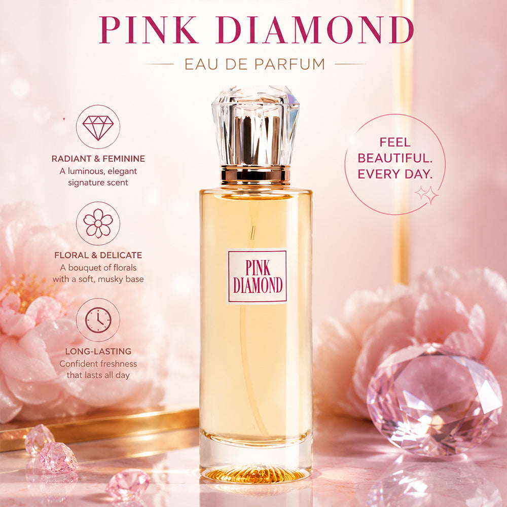 3.4oz PINK DIAMOND Lady's Eau De Parfuma Spray - Long-Lasting - with Aldehyde, Lily, Orange Flavor, Perfect for Daily Wear and Special Occasions