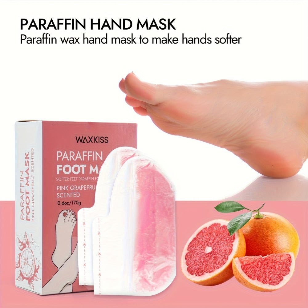 WAXKISS Paraffin Hand And Foot Mask Care Set, Lavender And Grapefruit Scent, Moisturizing Essence Is Non-greasy And Moisturizing, Suitable for Hand And Foot Care, Moisturizing And Lubricating, Keeping Skin Elastic And Soft, Small And Easy to Carry