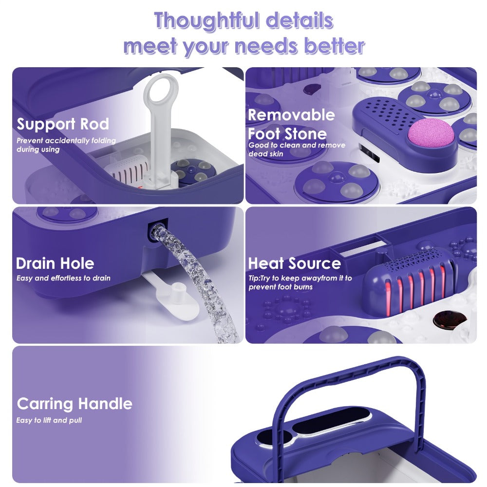 Collapsible Foot Spa And Massager With Heater And Temperature Control, Foot Bath Bowl With Bubbles, Six Massage Rollers, Vibration And Red Light, Foot Soak. Best Mothers Day Gifts