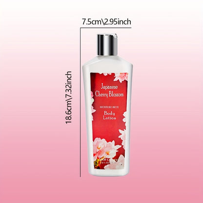 Body Lotion Cherry Blossom Scent | Vitamin E & Glycerin Moisturizing Cream | Non-Sticky 12-Hour Hydration Day & Night Skin Care | Nourishing Body Cream for All Skin Types 8oz