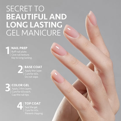 Gel Base Coat and Top Coat Set 2Pcs Super Shine Finish Long Lasting Soak-Off LED UV Nail Lamp Gel Polish Foundation Seal Manicure Kit Nail Art Essentials Gift for Women