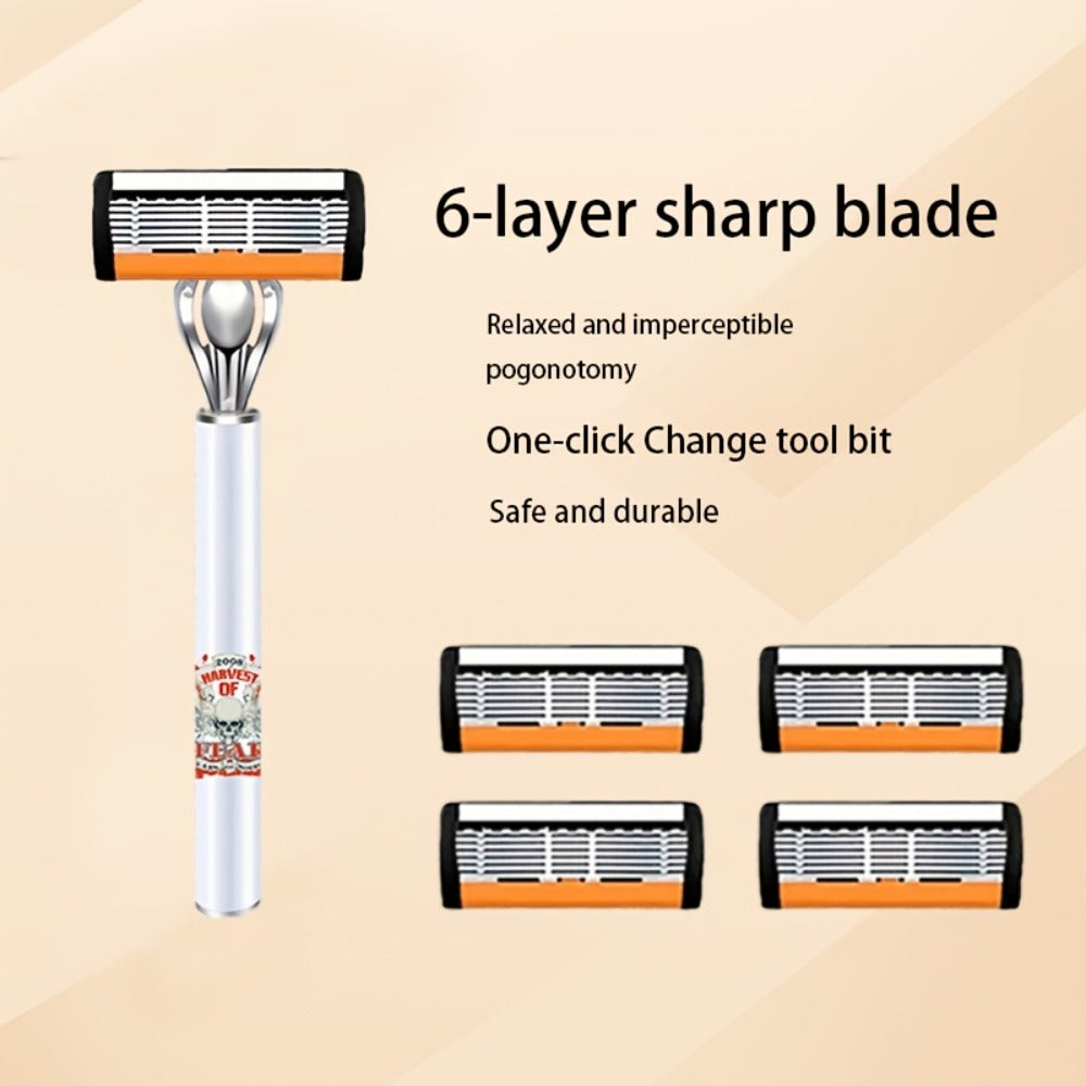 Men's Razor 72 Blades 2 Non-Slip Handles Painless Shaving Kit - Progressive Classic Style Safety Razor Set Ideal Gift for Men Birthday Father's Day