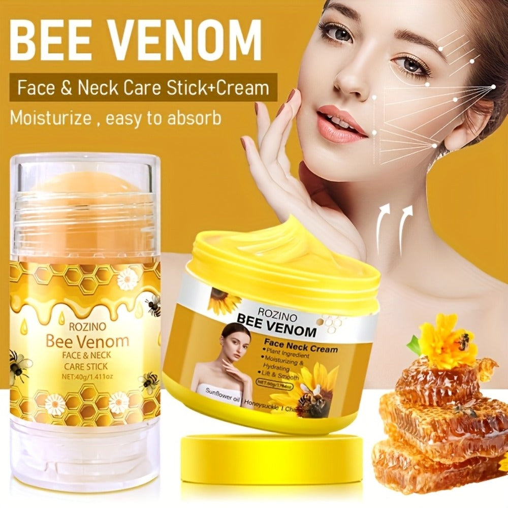 5pcs Bee Venom Care Set, Suitable For Lip, Face, Neck, Hands, Feet And Full-body Care. Moisturizing And Nourishing, Providing All-round Protection. Light And Non-greasy, Quickly Absorbed, Gentle And Non-irritating, Portable And Easy To Use