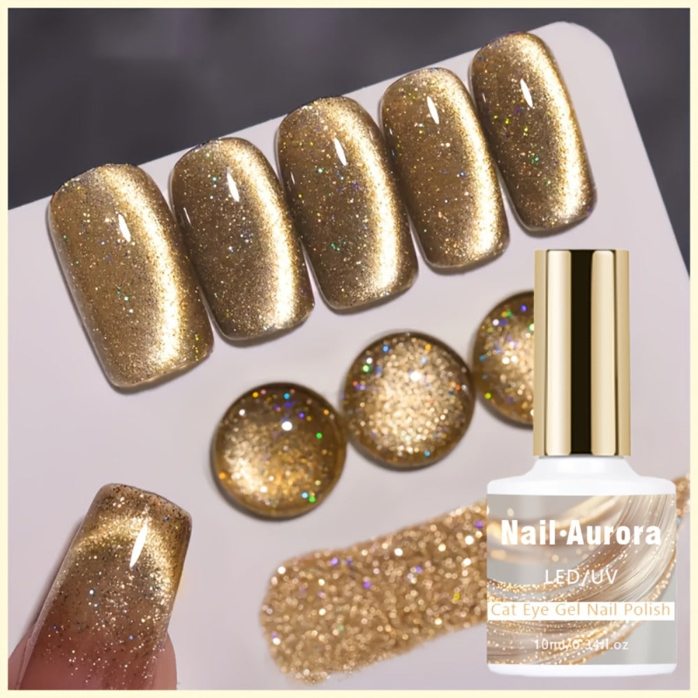 Shooting Cat Eye - Popular Ultra-Bright Cat Eye Nail Gel. Glossy, Stylish Salon-Grade Gel Polish with Vivid Dazzling Cat Eye Effects. Perfect for Nail Art, LED/ Lamp Required