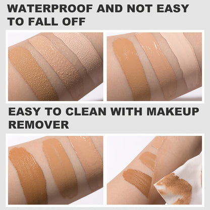 Concealer & Highlighter Set 2 Pcs - Buildable Coverage Liquid Concealer with Contour Stick, Hydrating Pore-Minimizing Long-Lasting Formula for Blemishes & Dark Circles