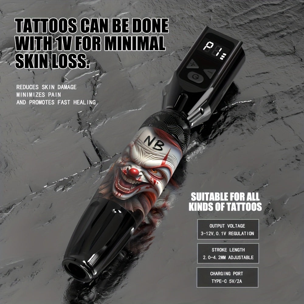 INKSOUL Wireless Tattoo Gun Kit with Rotary Tattoo Pen & LCD Screen - Cordless Tattoo Machine, Portable Tattoo Supplies W/ 1100mAh Battery, Needles & Ink Cartridges Suitable for Beginners and Professional Artists, Body Art Gift, Valentine's Day Gifts