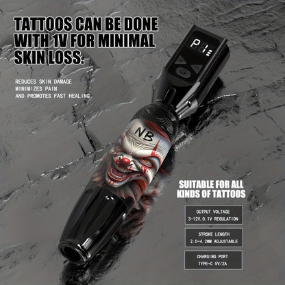 Wireless Tattoo Gun Kit INKSOUL TM-81 Rotary Tattoo Pen LCD Screen 1100mAh Battery Cordless Tattoo Machine with Needles & Ink Cartridges for Beginners & Artists