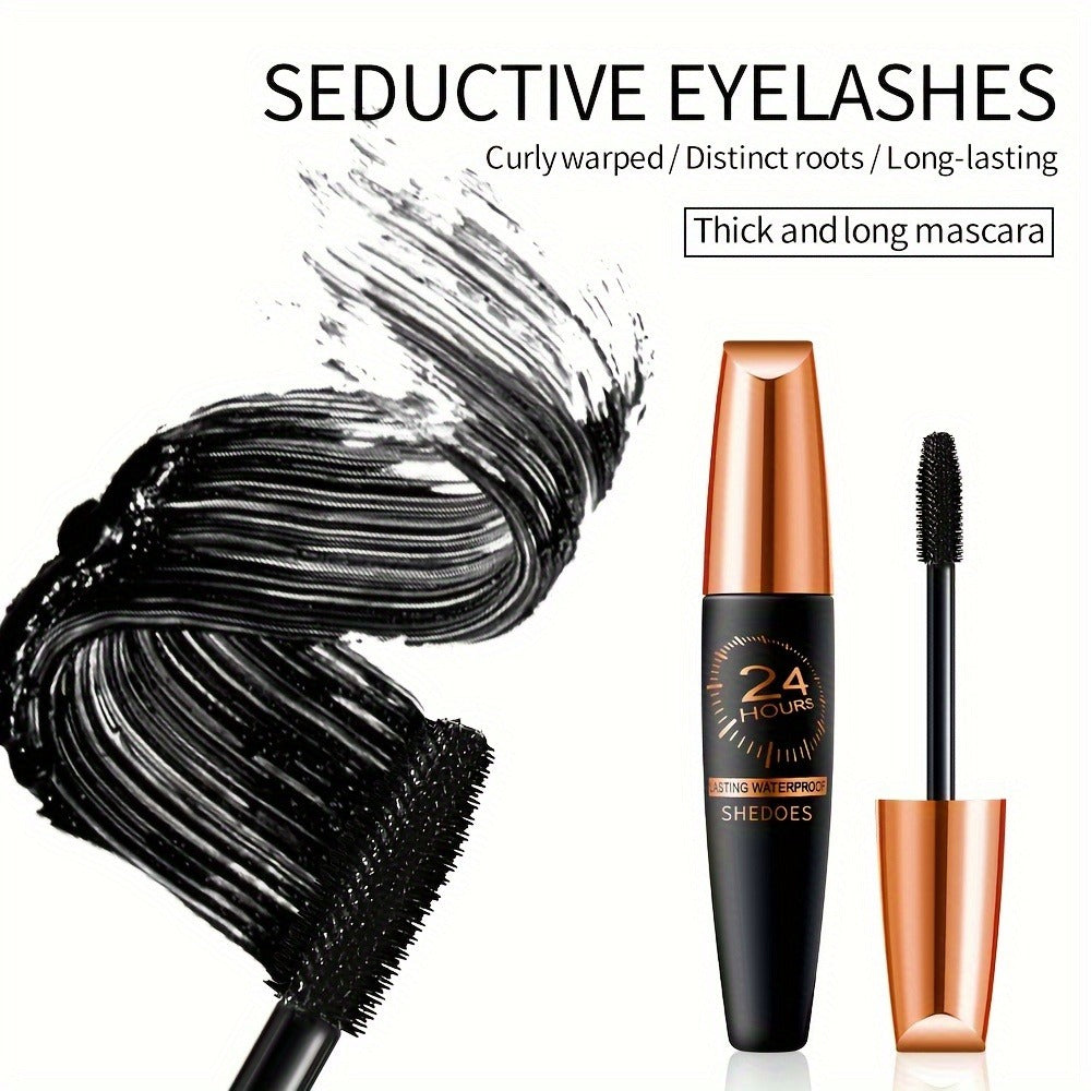 Mascara 3 Pack 8D Volume & Lengthening Formula — Deep Black, Smudge-Proof, Thickening, Plant-Derived Squalane, Warm Water Removable, Long-Lasting Wear for Women