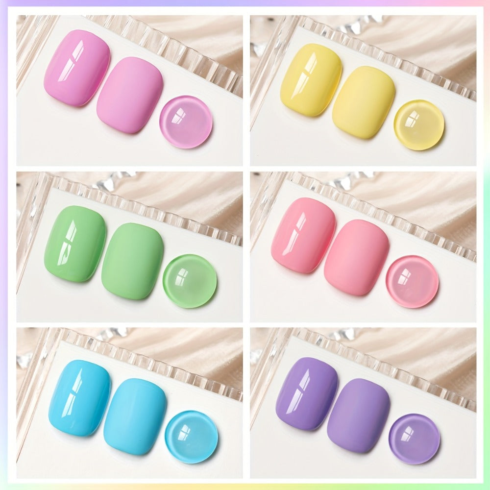 XEIJAYI Sweetheart Candy Series Gel Nail Polish Set, Featuring 6 Vibrant Colors with a Glossy LED End. This Long-Lasting, Salon-Quality Nail Art Collection Is Perfect for Spring And Summer, Easy to Apply, Non-Toxic