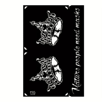 Tattoo Stencil Kit Reusable | Airbrush Temporary Tattoo Stencils for Adults & Kids | Whale Dolphin Cat Deer Wing Crown Cross Moon Sun Designs | Beach Festival Party Body Art Set