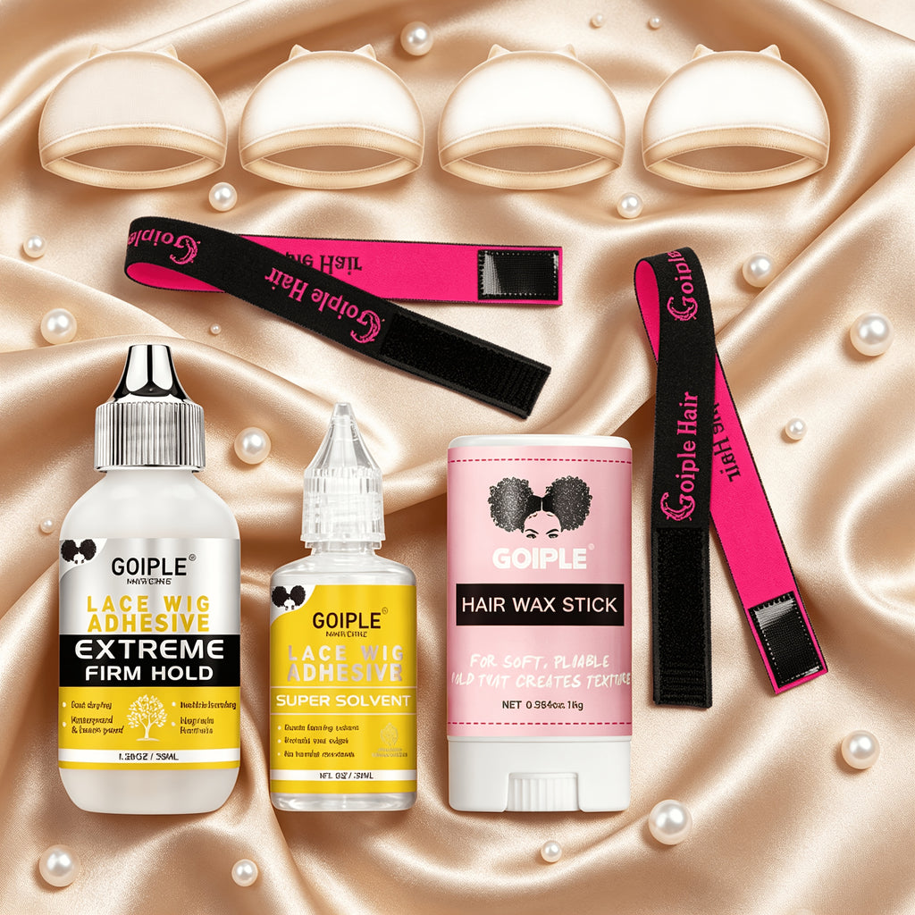 Goiple Wig Styling Kit - Melting Spray, Wig Tool, Lace Wig, And Lace Bonding Kit for Effortless Wig Installation, Lace Glue Kit, Wig Installation Kit, Wig Kit, Wig Supplies, Resistance Bands, Wig Caps, Edge Brush, Hair Comb, Wig Glue, Remover