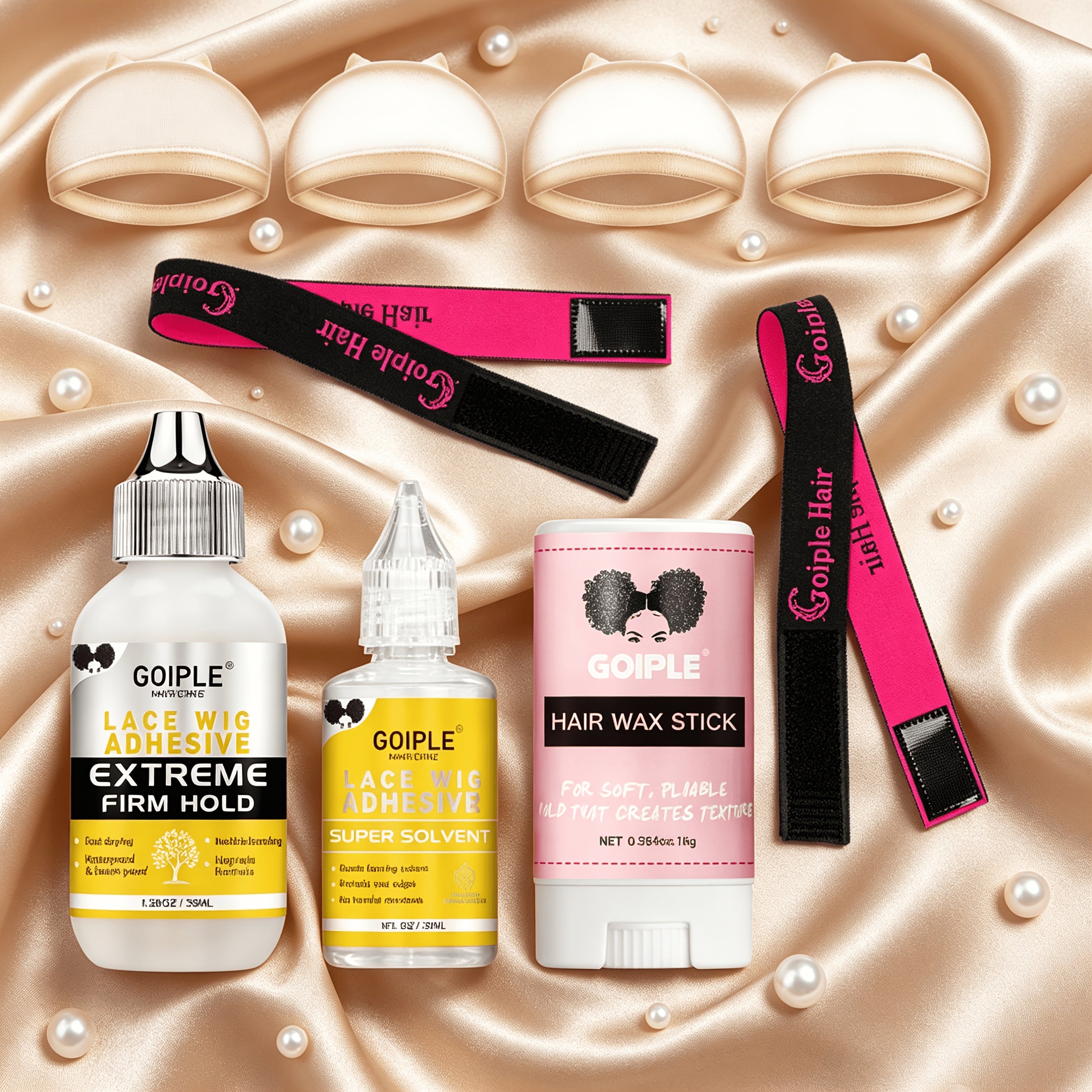 Goiple Wig Styling Kit - Melting Spray, Wig Tool, Lace Wig, And Lace Bonding Kit for Effortless Wig Installation, Lace Glue Kit, Wig Installation Kit, Wig Kit, Wig Supplies, Resistance Bands, Wig Caps, Edge Brush, Hair Comb, Wig Glue, Remover