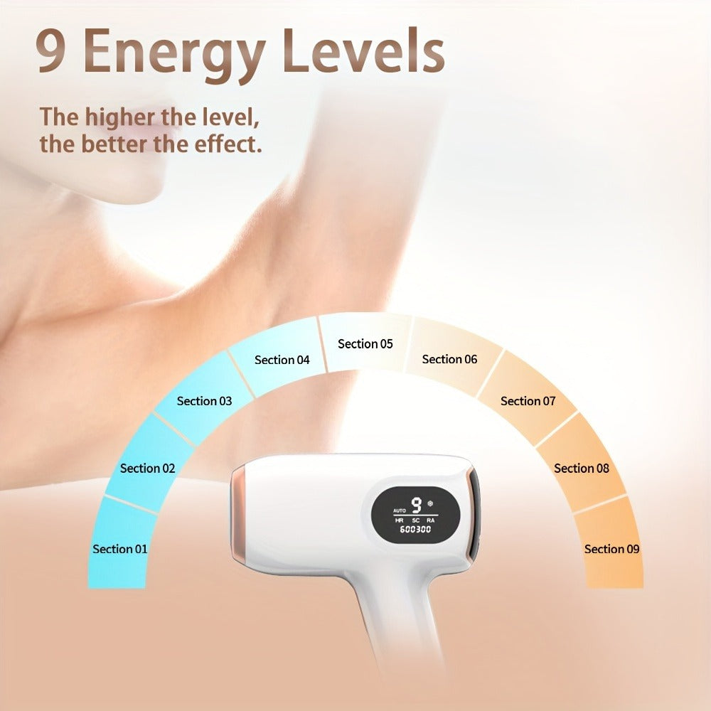 IPL Hair Removal Device with Ice Cooling Care Function for Women Permanent, 999, 900 Flashes Painless IPL Hair Remover, Hair Removal Device for Armpits Legs Arms Bikini Line