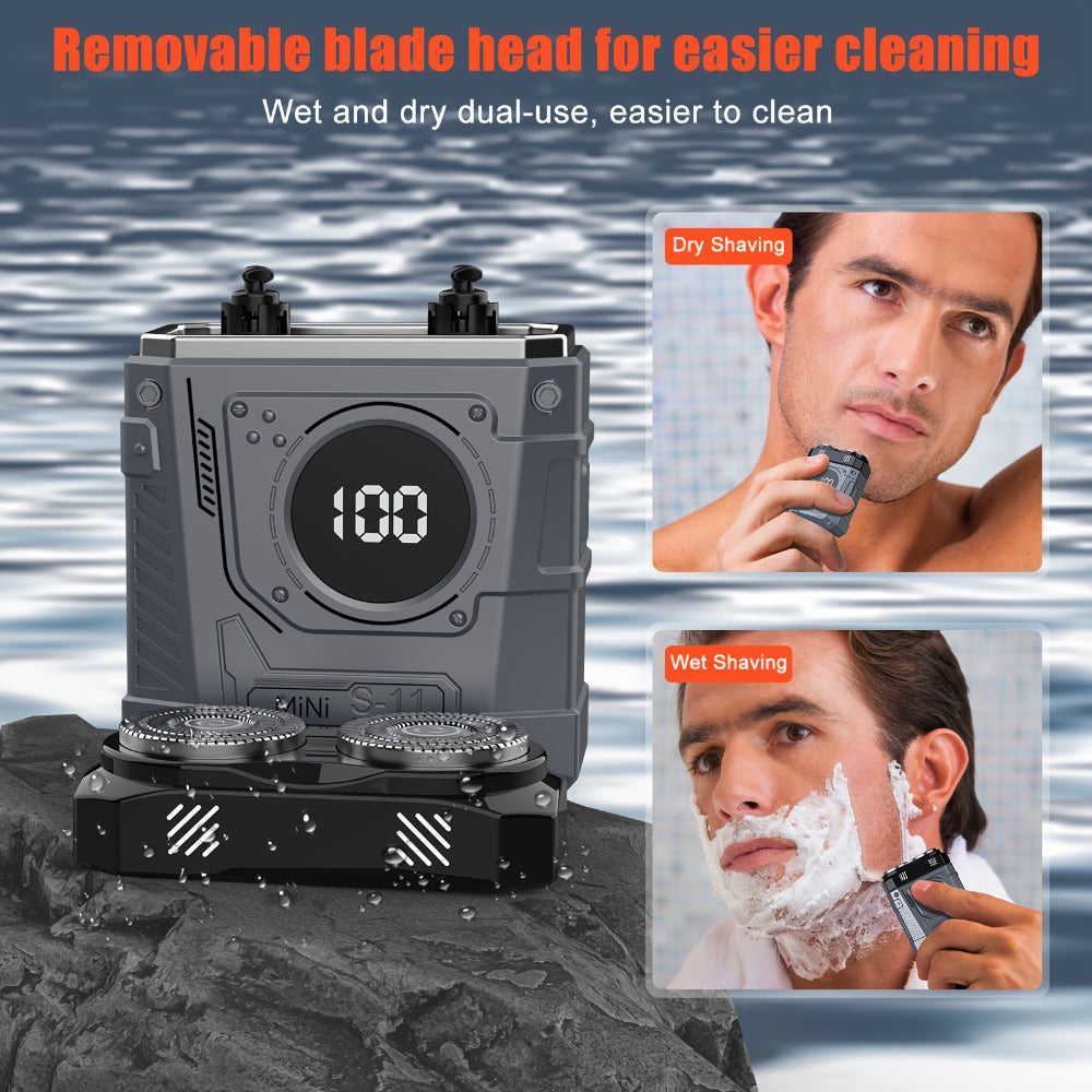 2025 New Mecha Dual-Head Electric Shaver with USB Rechargeable Battery, 3 Colors Available, 2-In-1 Dual-Head Design, 3-Speed Adjustable Speed, 3-Speed Adjustable, Shaving