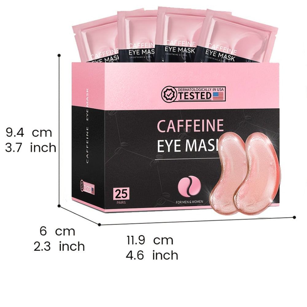 Caffeine Eye Mask 25 Pcs - Under Eye Patches with Collagen Hyaluronic Acid & Glycerin for Dark Circles Puffiness & Moisturizing - Korean Skincare Eye Pads for Women Men All Skin Types