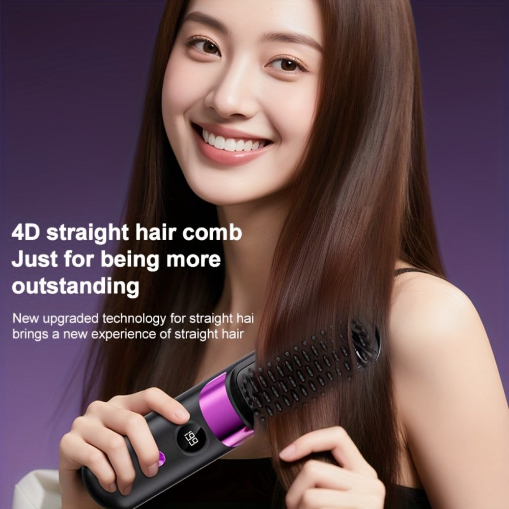 Straightening Brush, Portable Heated Comb, Travel Straightening Comb, Quick- Mini Cordless Straightening Brush, Heat Protection, Ideal for Travel And Daily Use, Suitable for Men's Beards And Women's Hair, Gift for Women And Men
