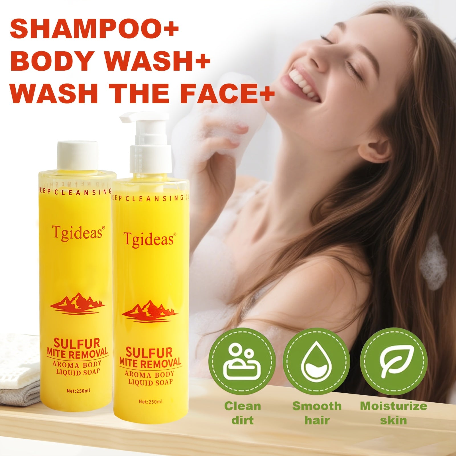 Buy 1 Get 1 Free! "Tgideas Sulfur Soap Scented Shampoo & Body Wash 2-in-1 Cleansing Liquid, Gentle Cleansing and Care Product, Household Shampoo and Body Wash, Sulfur Soap Fragrance Cleansing and Care Product, Daily Use Cleansing Milk for Shampooing
