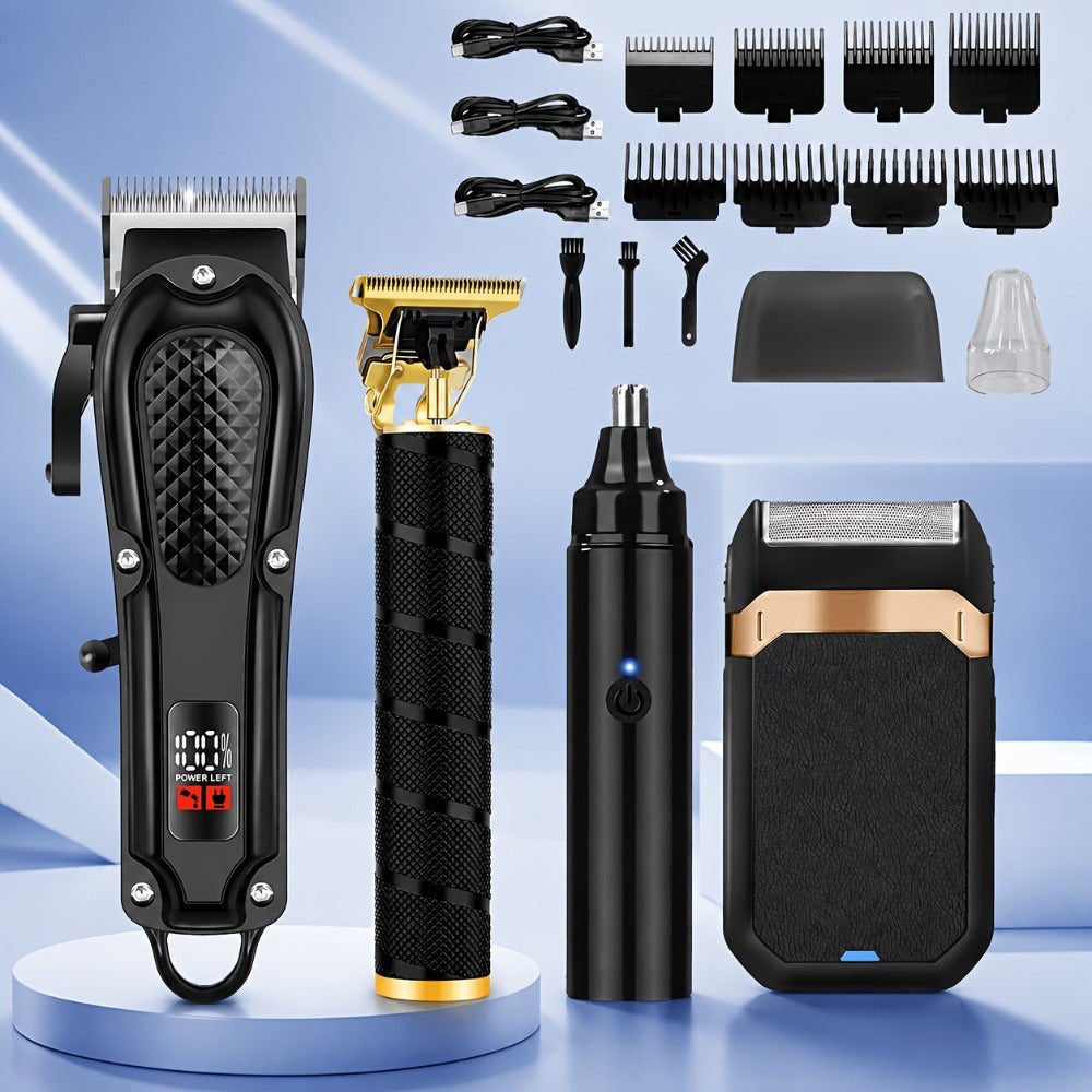 Rechargeable Electric Grooming Kit. Equipped with an LCD Battery Display, This Set Is an Essential Companion for Use at Home, While Traveling, Or in The Car-Making It The Perfect Gift for Husbands, Boyfriends, And Elders