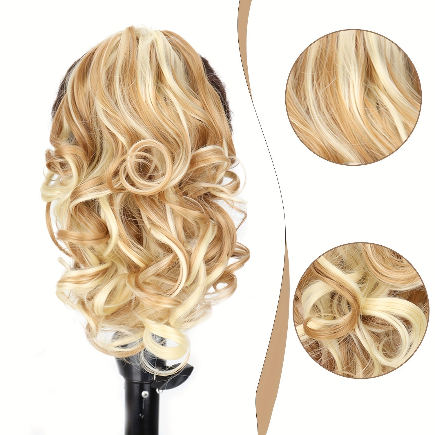 Chic 8-Inch Claw Clip Ponytail Extension - Heat Resistant Synthetic Hair for Women, Perfect for Casual Attire & Halloween