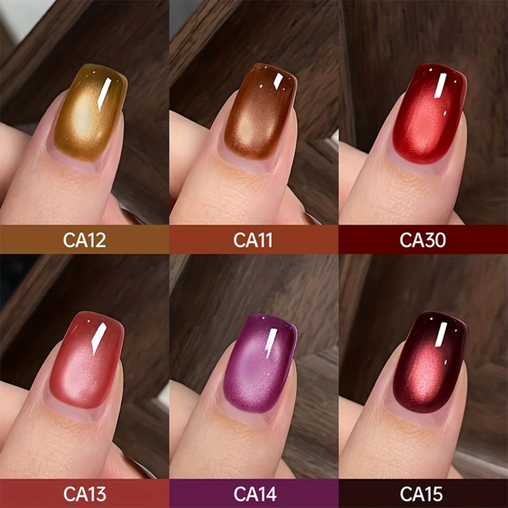 1 UR SUGAR Magnetic Gel Nail Polish - Quick-Dry Soak Off Cat Eye Magnetic Formula Suitable for /LED, Magnetic Stick Compatible Gel Polish - Professional & for Nail Art, Fall Winter Plum & Bordeaux Hues