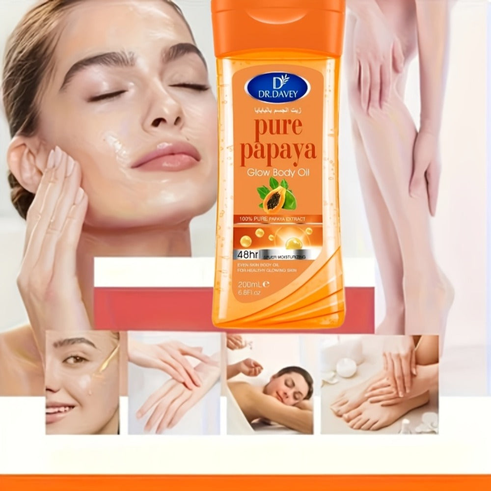 Papaya Brightening Glow Oil 2pcs Multi-Use Non-Greasy Fast-Absorbing Moisturizing Body Oil for Skin Hair Nails Scalp Care All Skin Types Mother's Day Gift