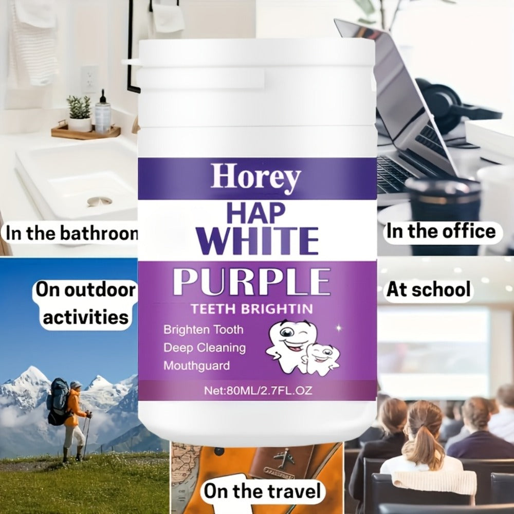 Teeth Whitening Powder Purple Tooth Polishing Powder BPA-Free Alcohol-Free Deep Cleans Removes Odors Whitens Teeth Gentle Non-Irritating 3-Day Brushing Program for Sensitive Teeth Adults