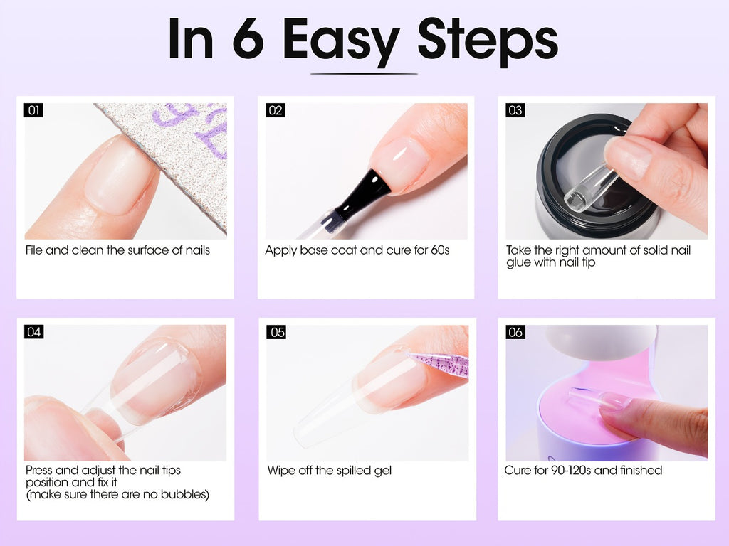 Solid Nail Glue Gel Kit with Mini LED Nail Lamp 8g UV Gel Glue for Acrylic Press On Nails Tips Rhinestones Long-Lasting 28+ Days Salon Home Manicure Gift