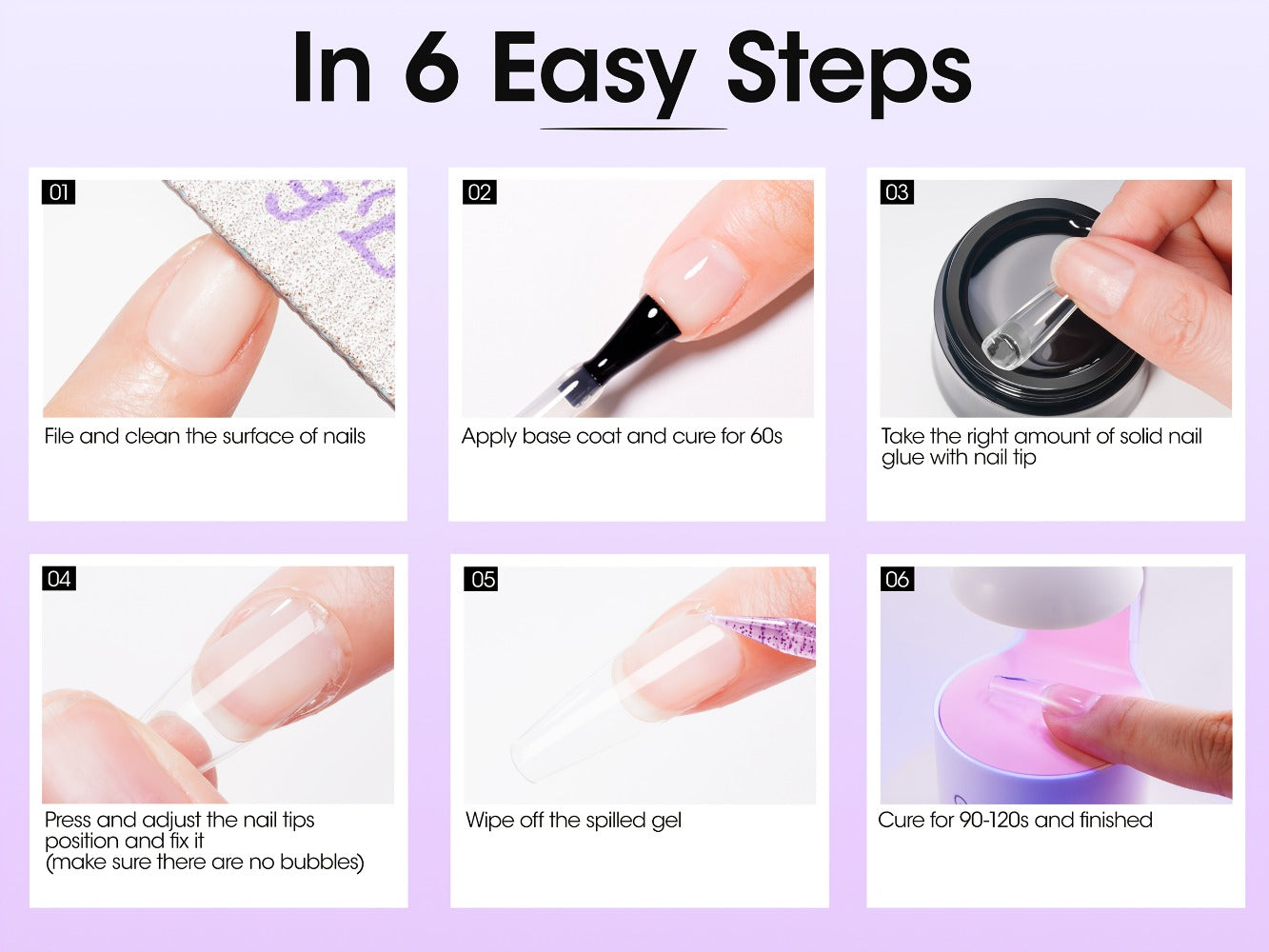Solid Nail Glue Gel Kit with Mini LED Nail Lamp 8g UV Gel Glue for Acrylic Press On Nails Tips Rhinestones Long-Lasting 28+ Days Salon Home Manicure Gift