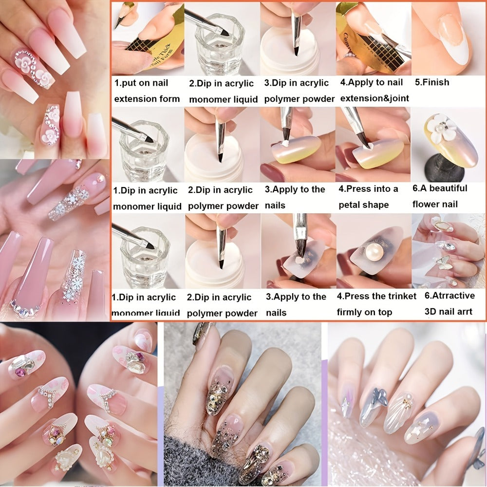 Acrylic Nail Kit, A High-quality Acrylic Powder with Aids Such As A Professional Brush Is Perfect for Aspiring Nail Technicians