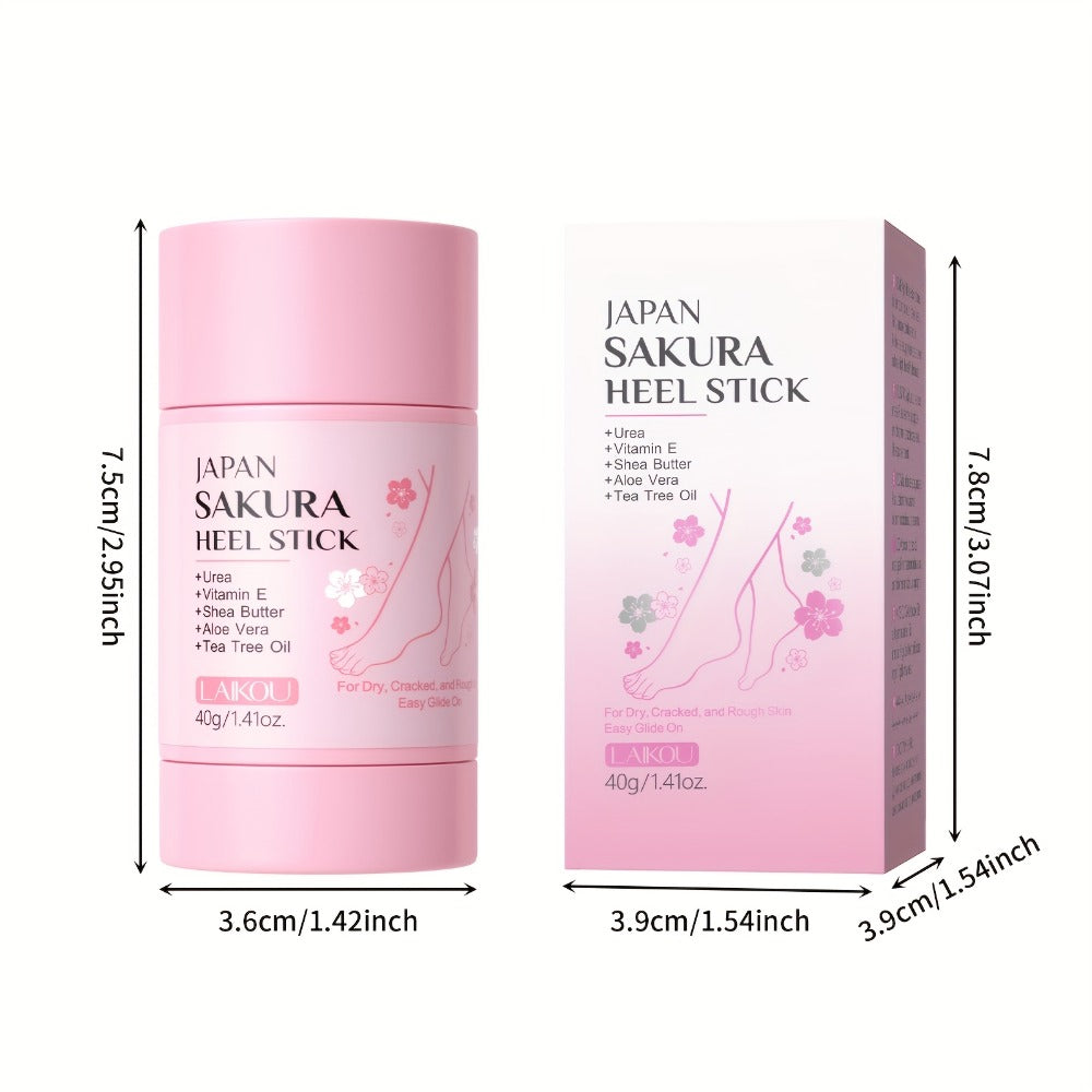 Set of 2 LAIKOU Japan Sakura Heel Sticks, 1.41Oz Each, Intensely Hydrates Dry Feet And Heels, Enriched with Vitamin E And Shea Butter Extract for Enduring Moisture, Convenient for Travel
