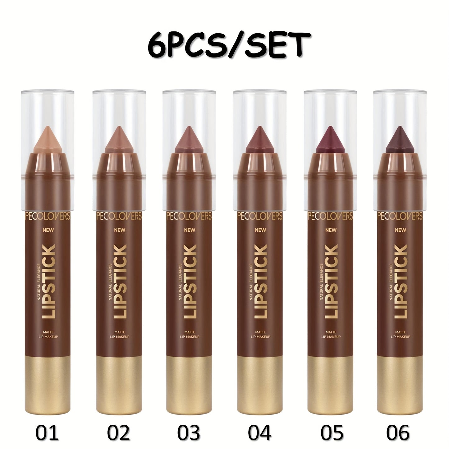 Matte Lip Liner Set 6 Pcs – Long Lasting Smooth Contouring Non-Smearing Lip Pencil, Various Shades to Outline & Fill Lips, Precise Definition for All Skin Tones