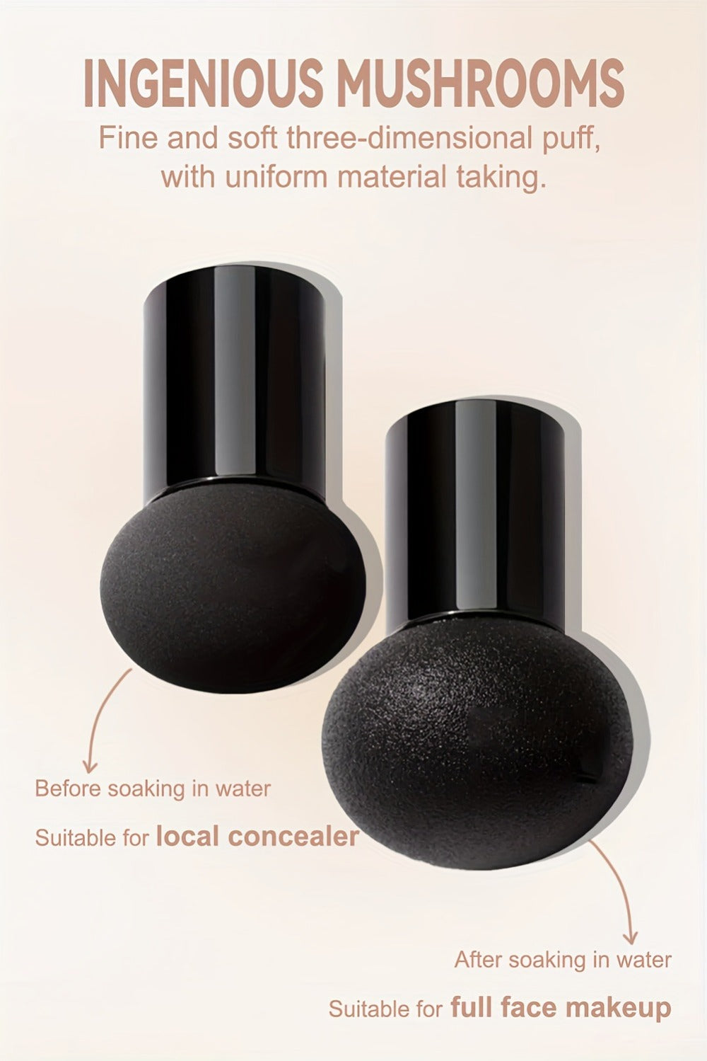 Air Cushion Foundation Full Coverage Moisturizing Lightweight Long-Wear Natural Radiant Finish Mushroom Sponge Applicator for All Skin Types