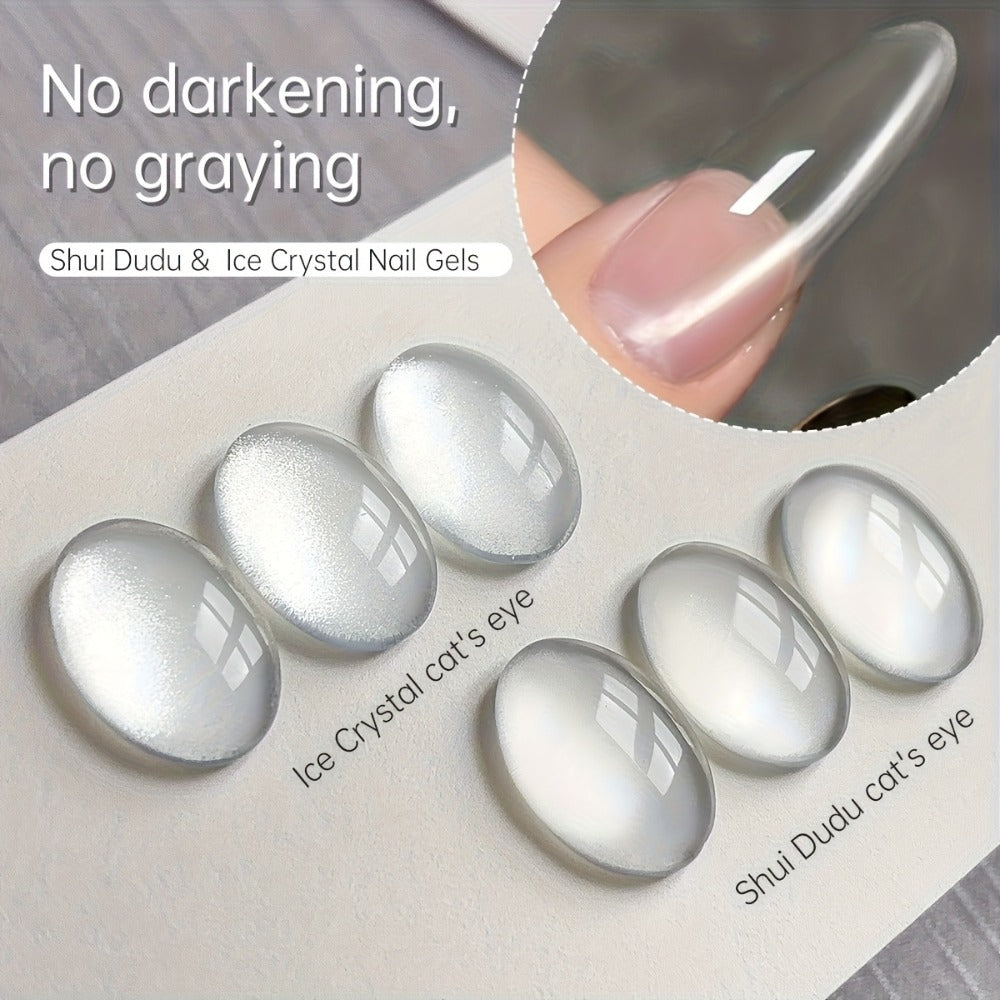 Cat Eye Nail Trends 2025 Holographic Nail Art 2pcs Set 0.51oz Reflective Cat's Eye Magnetic Nail Gel Soaking LED Gel Salon Female Nail Art Tools Fashion Nail Gel