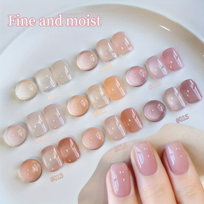 Jelly Gel Nail Polish Set 8 Colors — Summer Ice Transparent Sheer Shades, Glossy Hydrating Formula, LED Lamp Compatible Nail Art Manicure Kit