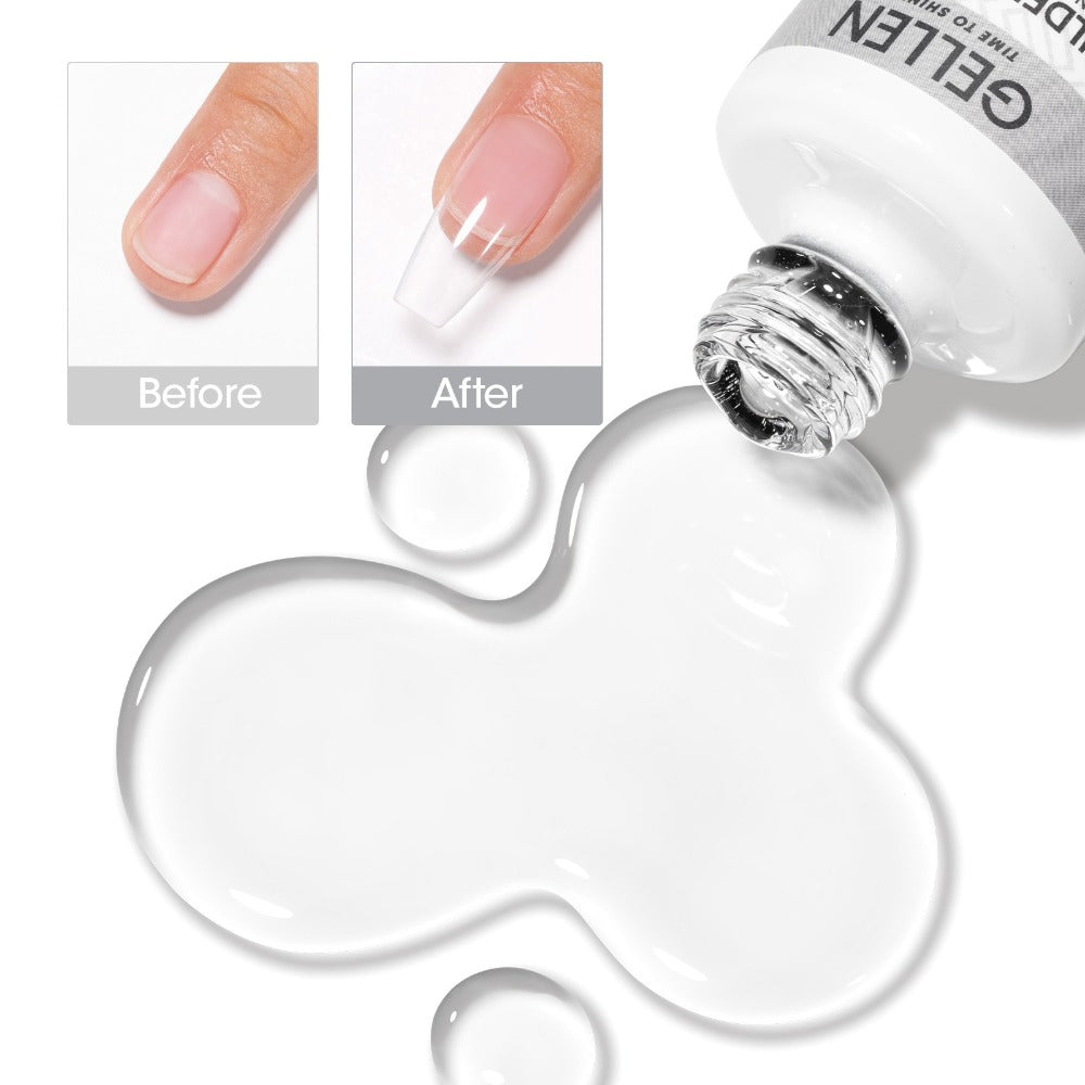 Gellen Builder for Nail Gel, 7-In-1 Clear Gel Builder for Nail Thickening 2pcs, LED for Nail Lamp Cured Hard Gel for Nail Strengthener Extension Gel Base Rhinestone for Nail Glue Gel Soak Off Gel Builder Base for Nail Art, 15Ml 0.51Fl Oz