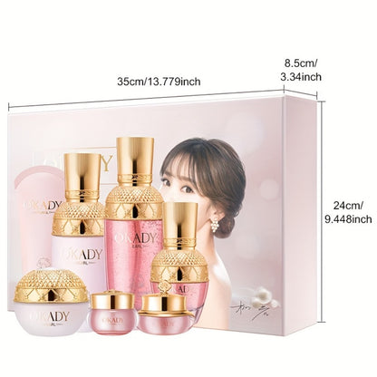 Luxury Skincare Gift Box 7pcs Pearl Protein Glycerin Moisturizing Facial Skin Care Set Pearl Nectar Serum Women Gift Birthday Holiday