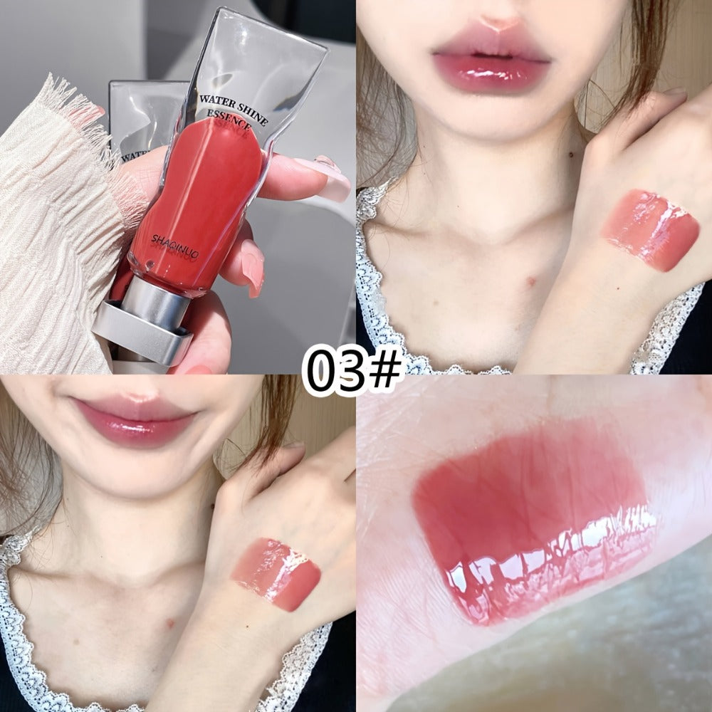 Lip Gloss 5-Pack - Water Glow Essence Jelly Glass Lips, Mirror Shine, Non-Sticky Moisturizing Lip Glaze, Lightweight Luminous Lip Color, Holiday Gift Set