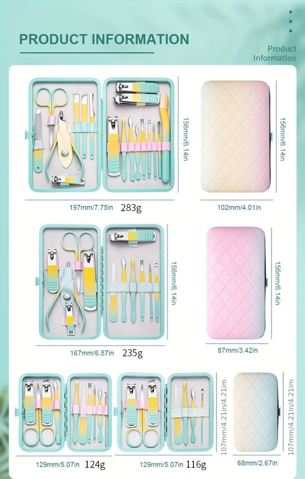 18 In 1 Nail Art Set | Nail Clipper Set For Men And Women With Toe Nail Clippers, Personal Care Tools, Portable Travel Case, Nail And Foot Tools, Beauty Set, Gift For Men, Women, Family, Friends, Wife | Gradient Color